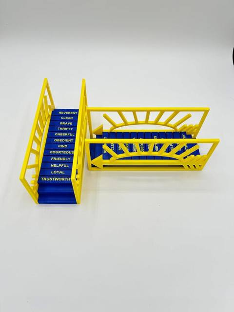 Yellow and blue printed crossover bridge